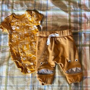 Yellow Kids One Piece Set with Fun‎ Patterns